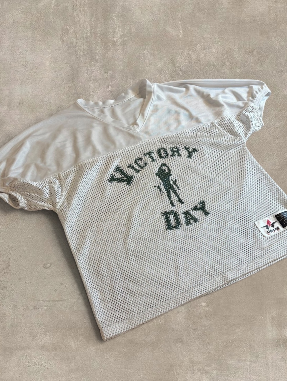 Alleson Athletic Mens SM White Mesh Victory Day Football Jersey Shirt Cropped